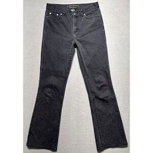 Lauren Jeans Co Ralph Lauren Women 4 (28x30) Black Boot Distressed Stretch Denim